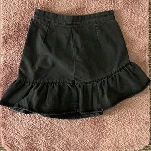 Black denim skirt ruffle detail
